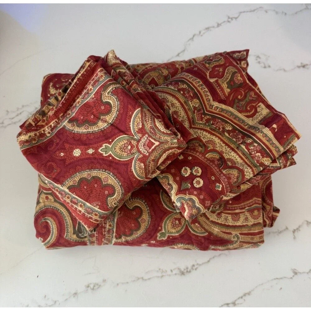 Pottery Barn Caesarea 79737 Paisley King Duvet Cover 2 Pillow Shams 100% Cotton